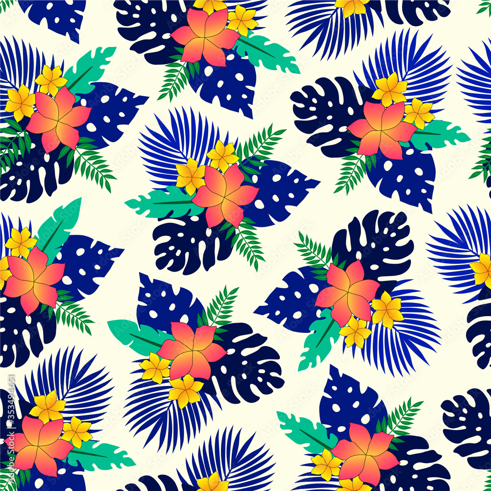 Vector seamless pattern with tropical flowers Vector seamless pattern with tropical flowers