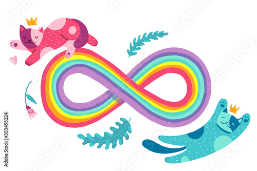 Rainbow isolated on white background. Flat cartoon vector illustration