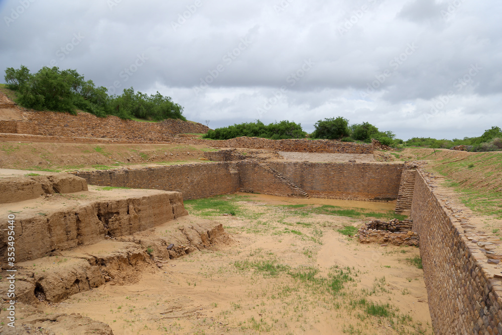 Fototapeta premium Ruins of Dholavira, Ancient site of Harappa civilization in India