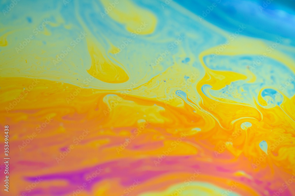 Abstract warm yellow background. Soap bubble texture