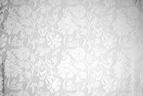  white seamless pattern with floral elements background