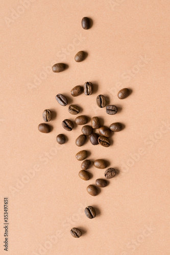 Coffee beans. A close-up. Top view.