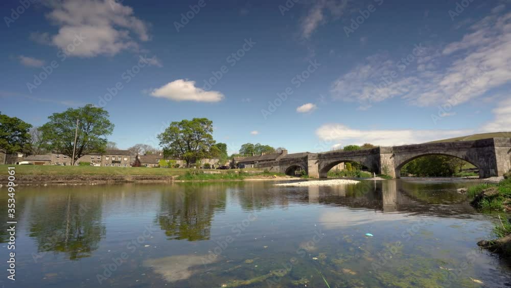 View of Burnsall, and its well known bridge in Wharfedale, Yorkshire Dales National Park, North Yorkshire, England, Britain, View of Burnsall, and its well known bridge in Wharfedale, Yorkshire Dales National Park, North Yorkshire, England, Britain,