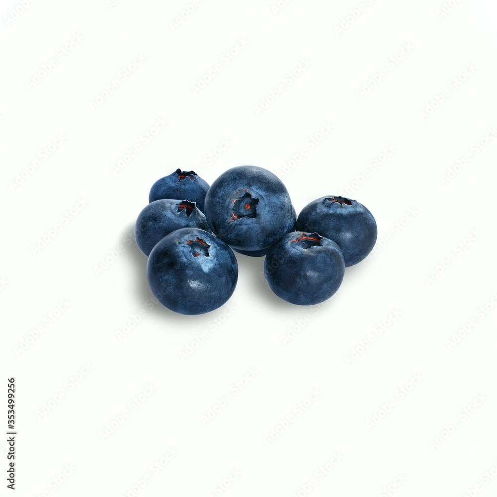 Seven blueberries isolated on white Seven blueberries isolated on white