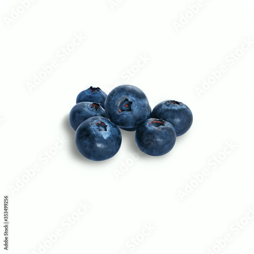 Seven blueberries isolated on white 