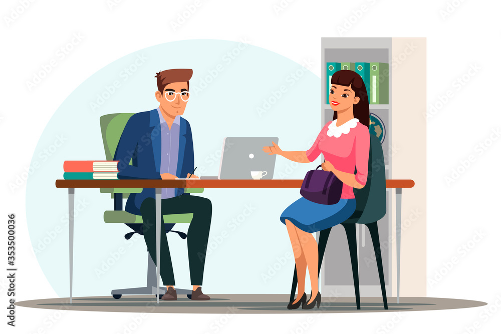 Vector character illustration people work in office Vector character illustration people work in office