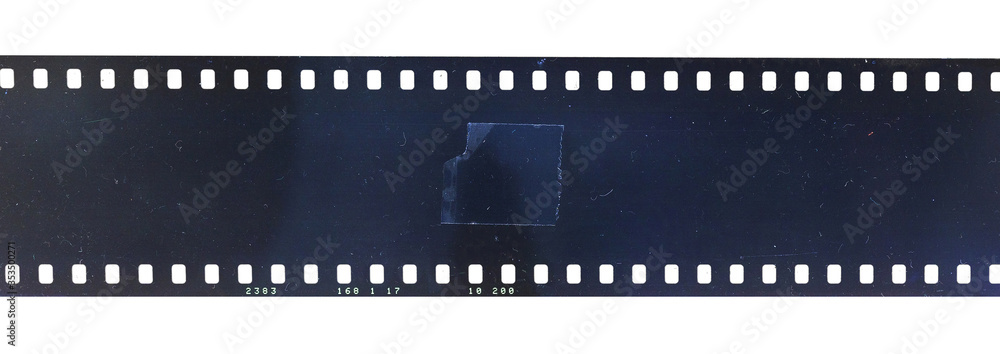cool looking but blank and empty film movie filmstrip on white background