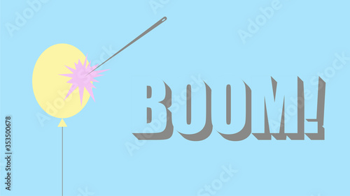 the balloon bursts from a puncture with a needle
