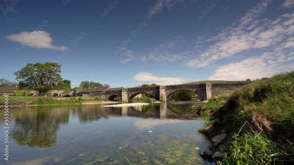 View of Burnsall, and its well known bridge in Wharfedale, Yorkshire Dales National Park, North Yorkshire, England, Britain, View of Burnsall, and its well known bridge in Wharfedale, Yorkshire Dales National Park, North Yorkshire, England, Britain,