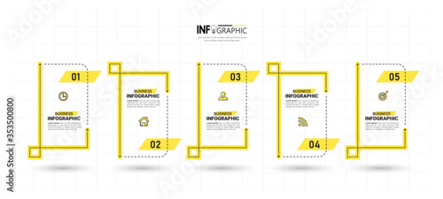 5 Steps Timeline Infographics design template.	
