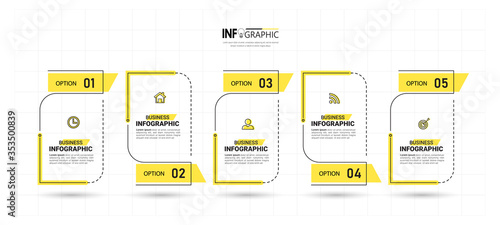 5 Steps Timeline Infographics design template.	
