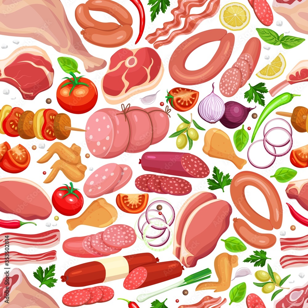 Meat products seamless pattern Meat products seamless pattern