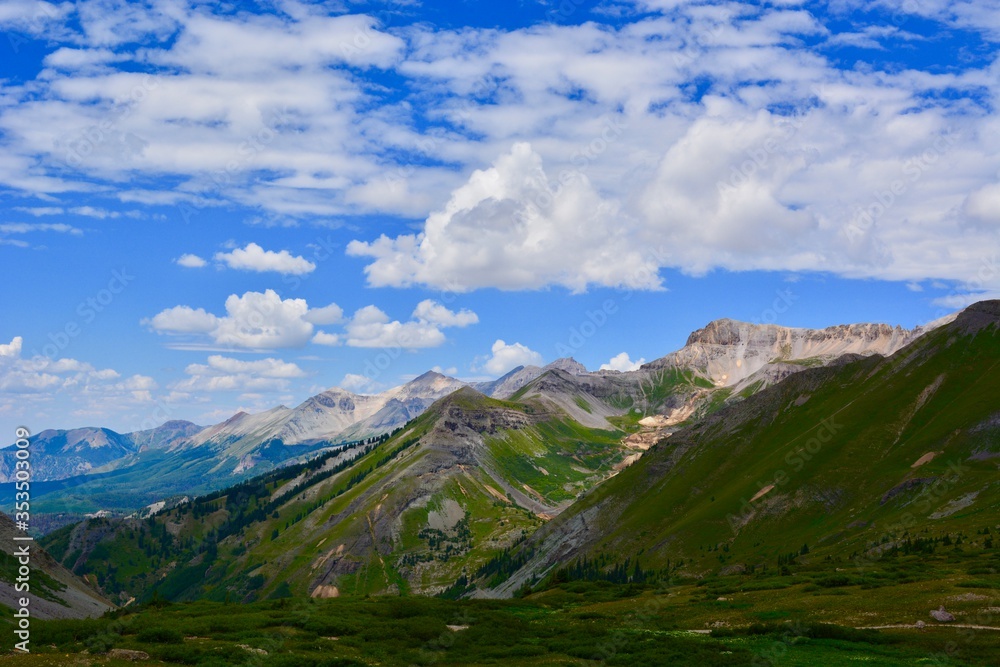 Fototapeta premium mountain landscape with blue sky and clouds