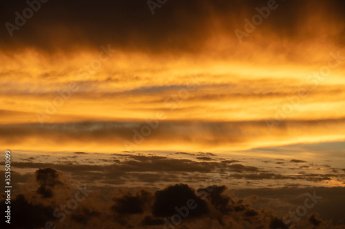 sunset with orange and clouds