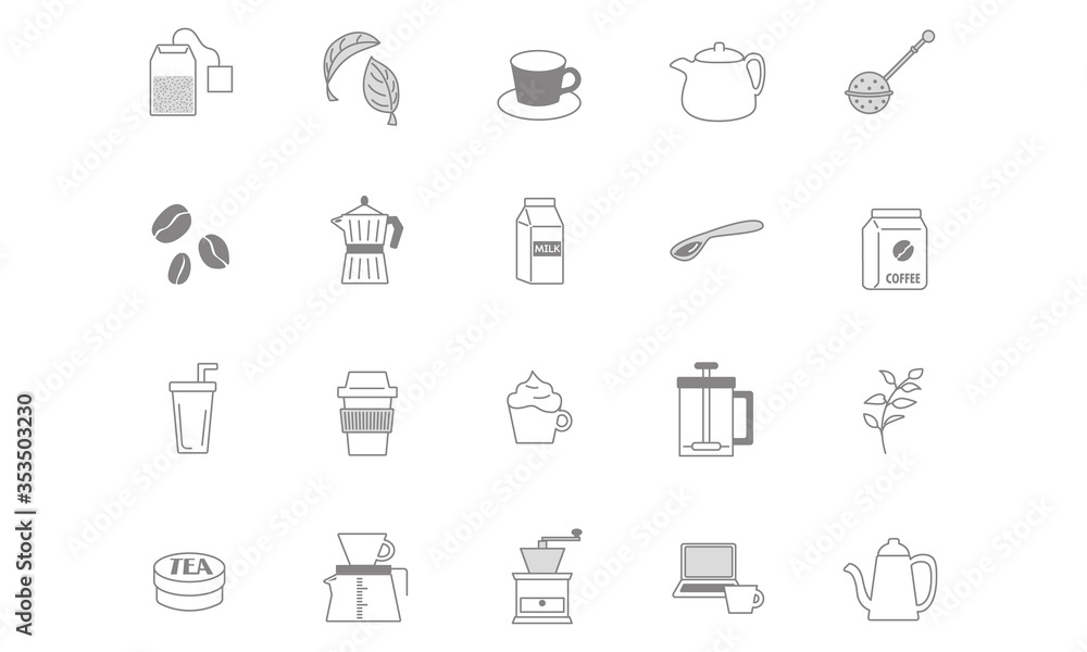coffee and tea icon vector set coffee and tea icon vector set