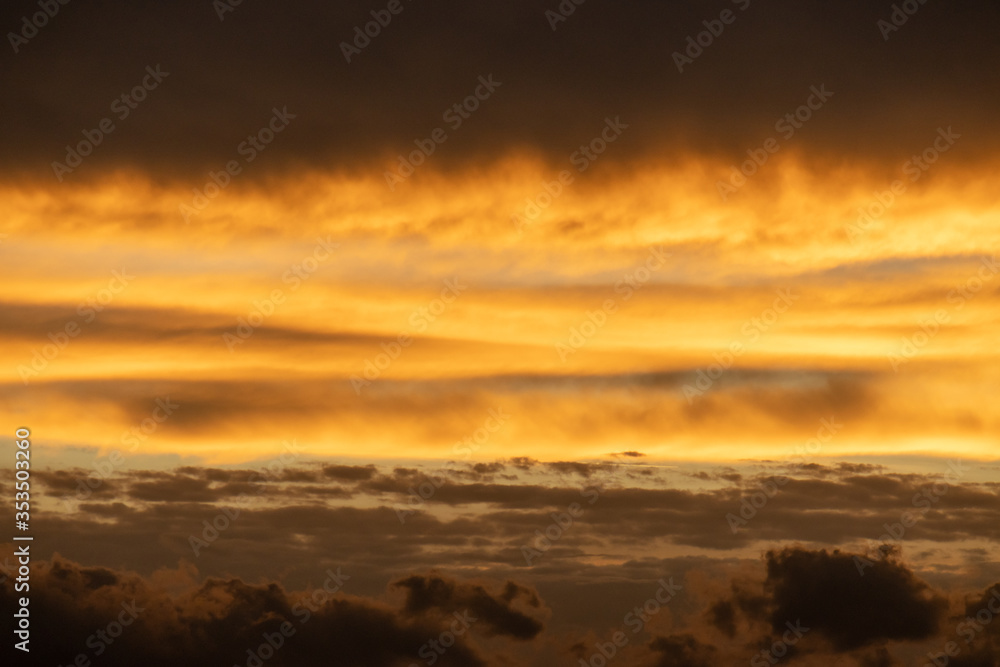 sunset with orange and clouds