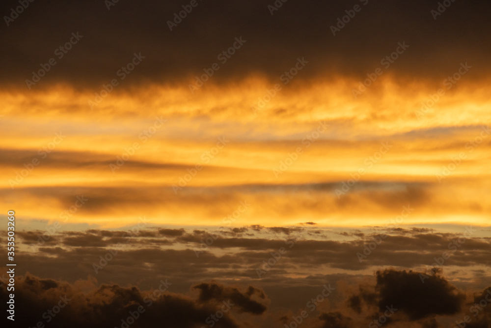 Fototapeta premium sunset with orange and clouds
