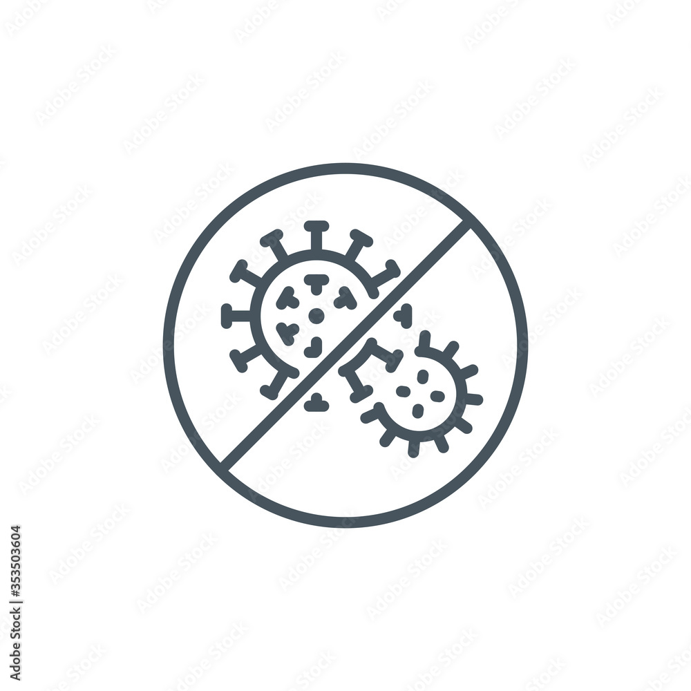 Coronavirus Covid19 disease pandemic single line icon isolated on white background. Perfect outline symbol illness virus banner. Quality design element medicine vaccine pneumonia with editable Stroke. Coronavirus Covid19 disease pandemic single line icon isolated on white background. Perfect outline symbol illness virus banner. Quality design element medicine vaccine pneumonia with editable Stroke.