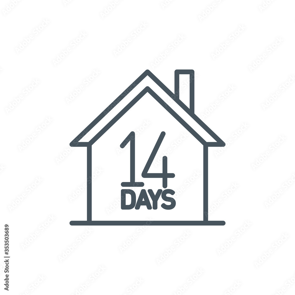 home quarantine locality 14 days single line icon isolated on white. Perfect outline symbol Coronavirus Covid 19 pandemic banner. Quality design element stay home location with editable Stroke home quarantine locality 14 days single line icon isolated on white. Perfect outline symbol Coronavirus Covid 19 pandemic banner. Quality design element stay home location with editable Stroke