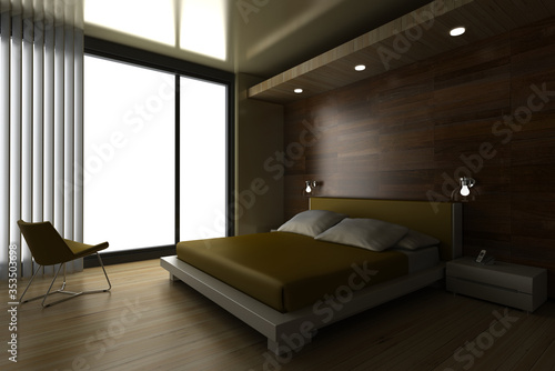 Bedroom home interiors, original 3d rendering and models
