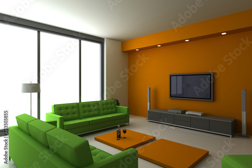 Abstract home interiors, original 3d rendering and models
