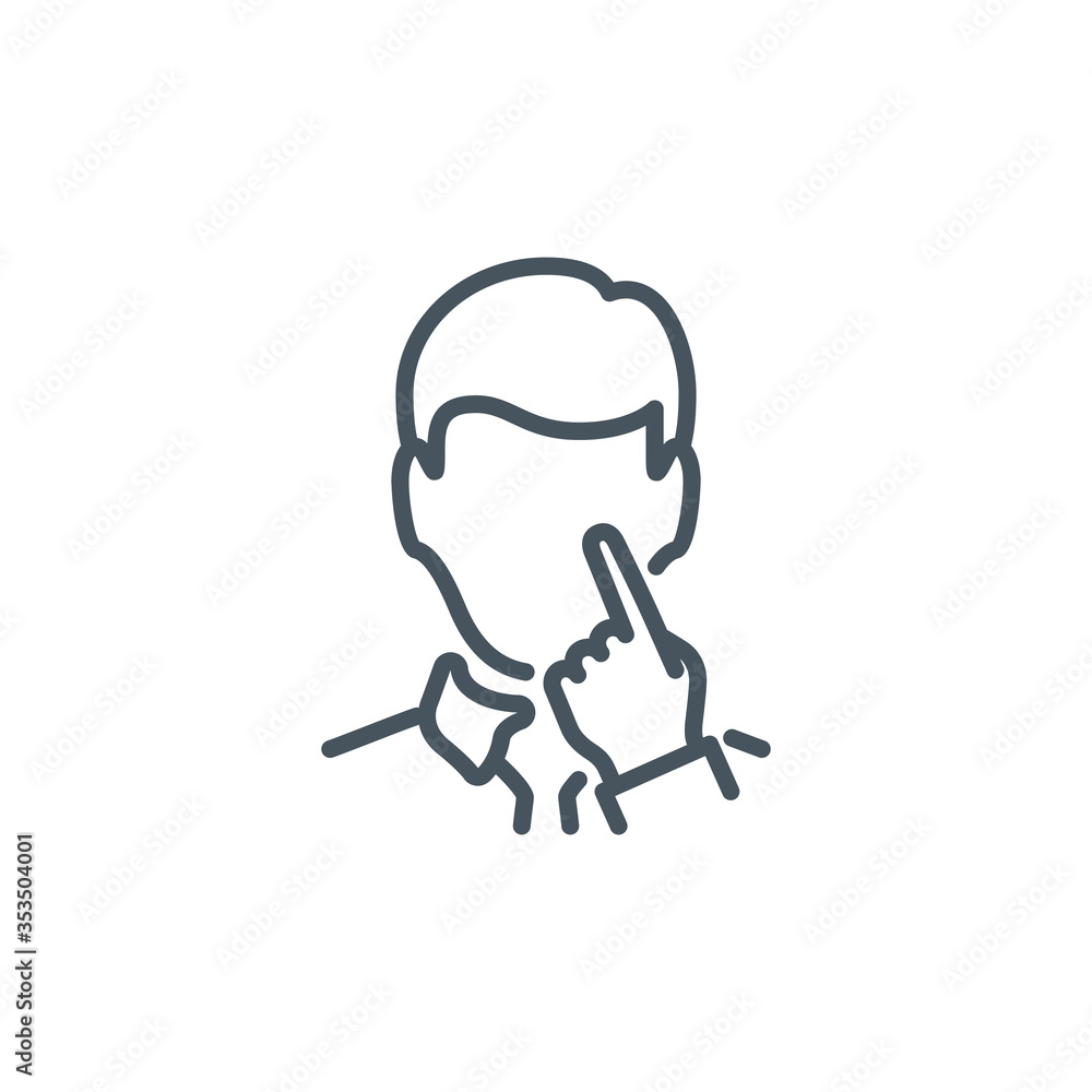 do not touch the face single line icon isolated on white. Perfect outline symbol Prevention Coronavirus Covid 19 pandemic banner. Quality design warning element with editable Stroke do not touch the face single line icon isolated on white. Perfect outline symbol Prevention Coronavirus Covid 19 pandemic banner. Quality design warning element with editable Stroke