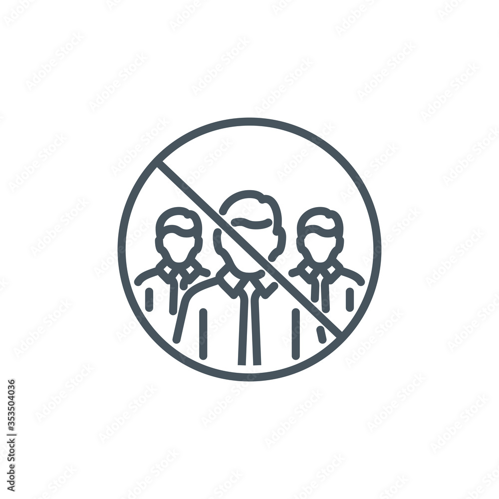 crowd of men without medical mask single line icon isolated on white. Perfect outline symbol Prevention Coronavirus Covid 19 quarantine banner. Quality design element avoid crowds with editable Stroke crowd of men without medical mask single line icon isolated on white. Perfect outline symbol Prevention Coronavirus Covid 19 quarantine banner. Quality design element avoid crowds with editable Stroke