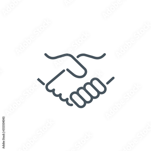 don't shake hands single line icon isolated on white. Perfect outline symbol Prevention direct contact with infection Coronavirus Covid 19 banner. warning element avoid handshake with editable Stroke