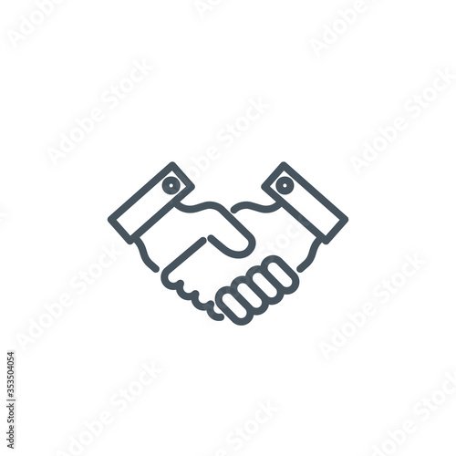 don t shake hands single line icon isolated on white. Perfect outline symbol Prevention direct contact with infection Coronavirus Covid 19 banner. warning element avoid handshake with editable Stroke