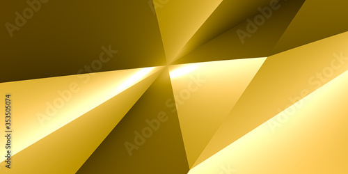 Golden metal abstract geometric wallpaper, rich color, 3D illustration, 3D rendering © AnaMaria