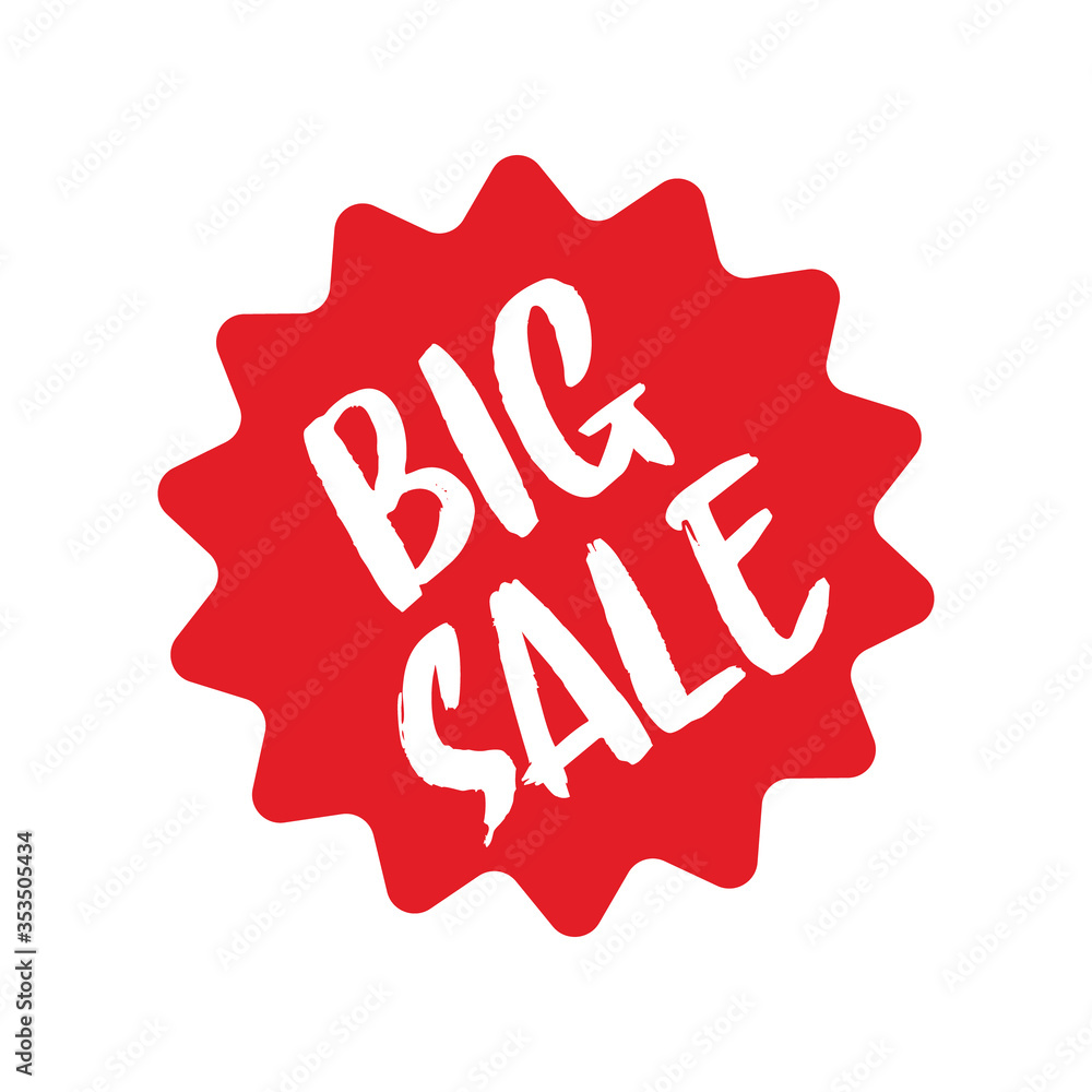 Big sale red label. Sticker for shop product tags. Vector design element. Big sale red label. Sticker for shop product tags. Vector design element.