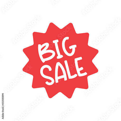 Big sale red label. Sticker for shop product tags. Vector design element.