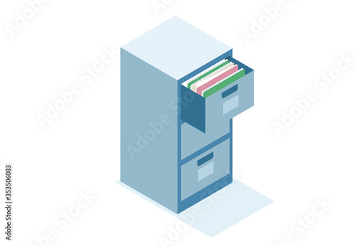 file cabinet isometric blue right view