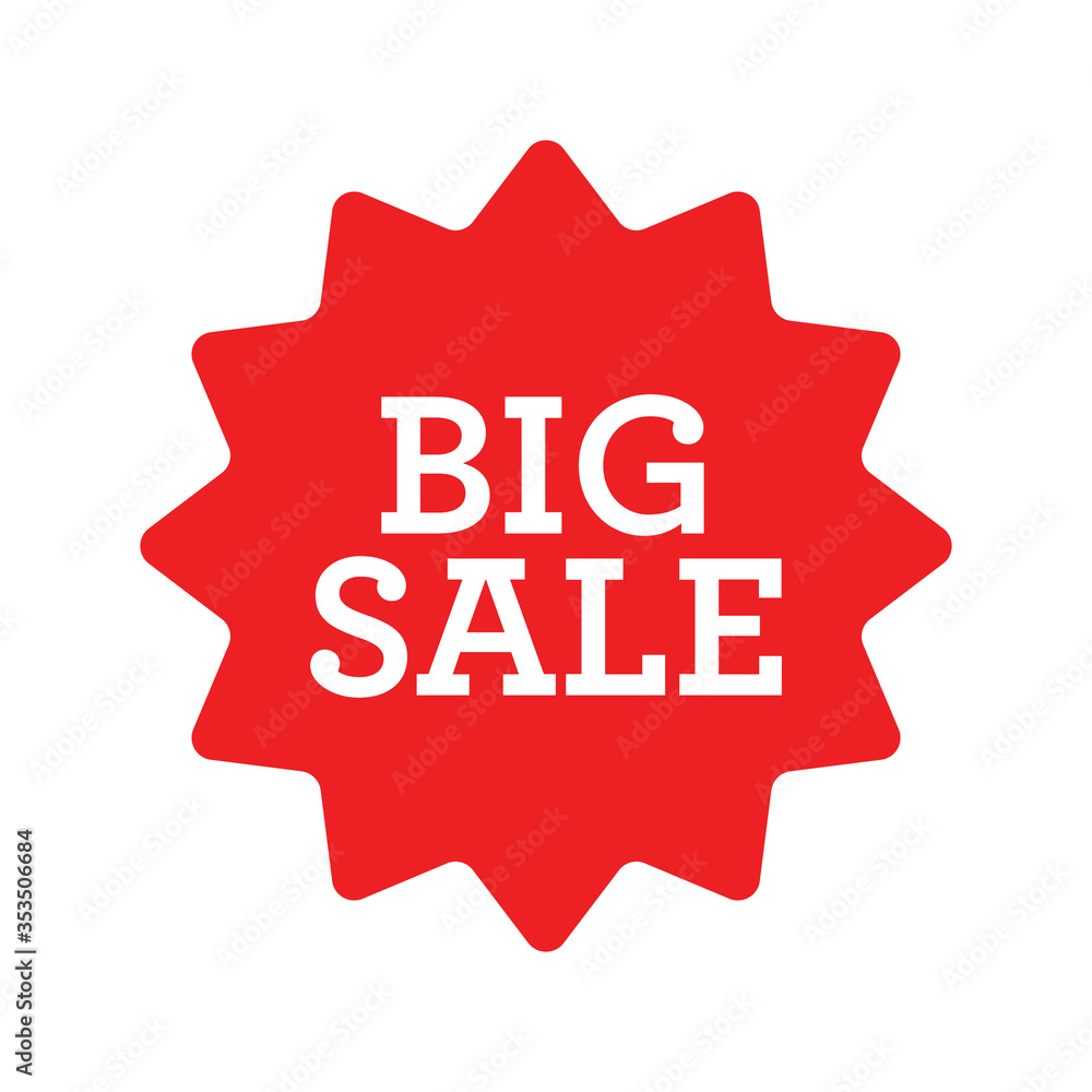Big sale red label. Sticker for shop product tags. Vector design element. Big sale red label. Sticker for shop product tags. Vector design element.