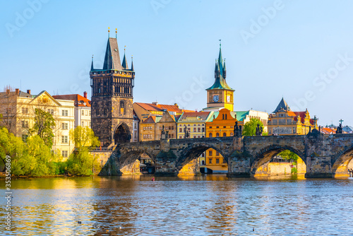 Charles bridge and Vltava river in Prague, Czech Republic