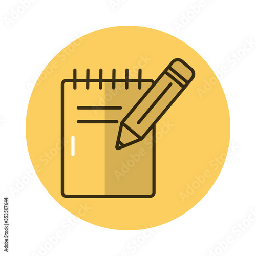 pencil school with notebook block style icon