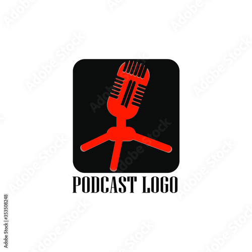 flat podcast logowith shadow vector eps 10 photo