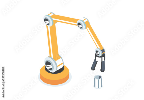 robot arm yellow isometric right view