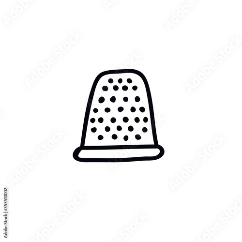 thimble for sewing doodle icon, vector illustration