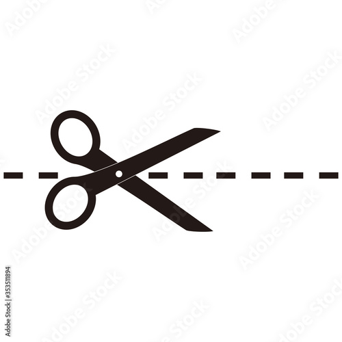 Scissors with cut  icon vector illustration sign