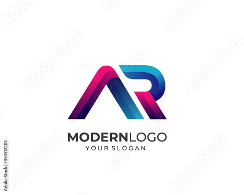 Modern Letter A R AR Logo Design Template