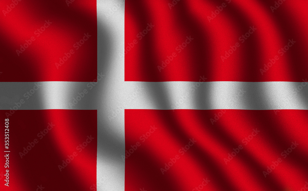 Image of the waving flag Denmark (3D rendering) Image of the waving flag Denmark (3D rendering)