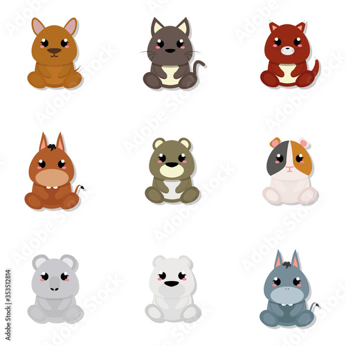 Fototapeta Naklejka Na Ścianę i Meble -  Set of cute animals