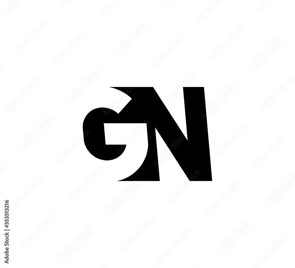 Initial letters Logo black positive/negative space GN Initial letters Logo black positive/negative space GN