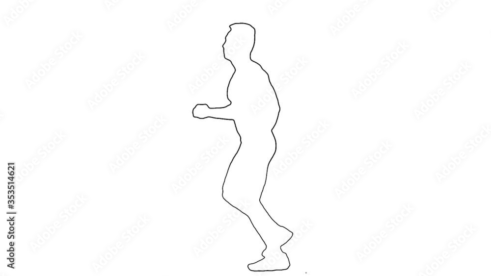 Outline sketch of silhouette man is running isolated on white background. Slow motion Outline sketch of silhouette man is running isolated on white background. Slow motion