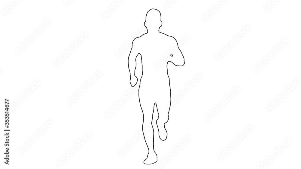 Outline sketch of silhouette man is running isolated on white background. Slow motion Outline sketch of silhouette man is running isolated on white background. Slow motion