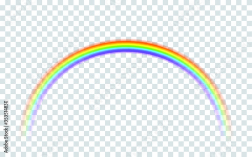 Rainbow on transparent background. Vector realistic illustration of arch in spectum colors. 