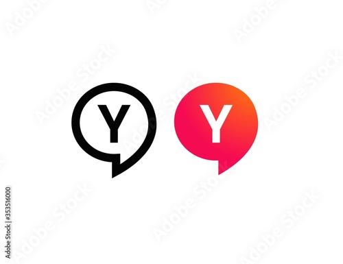 Letter Y Chat Talk Logo Design Template Vector 