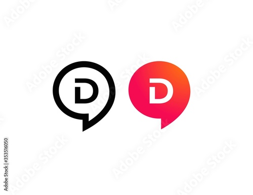 Letter D Chat Talk Logo Design Template Vector 