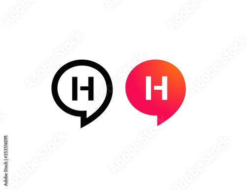 Letter H Chat Talk Logo Design Template Vector 